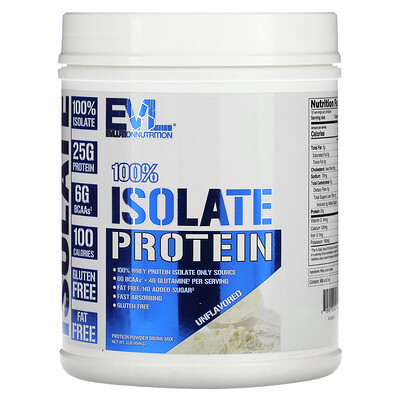 

EVLution Nutrition, 100% Isolate Protein, Unflavored, 1 lbs (454 g)