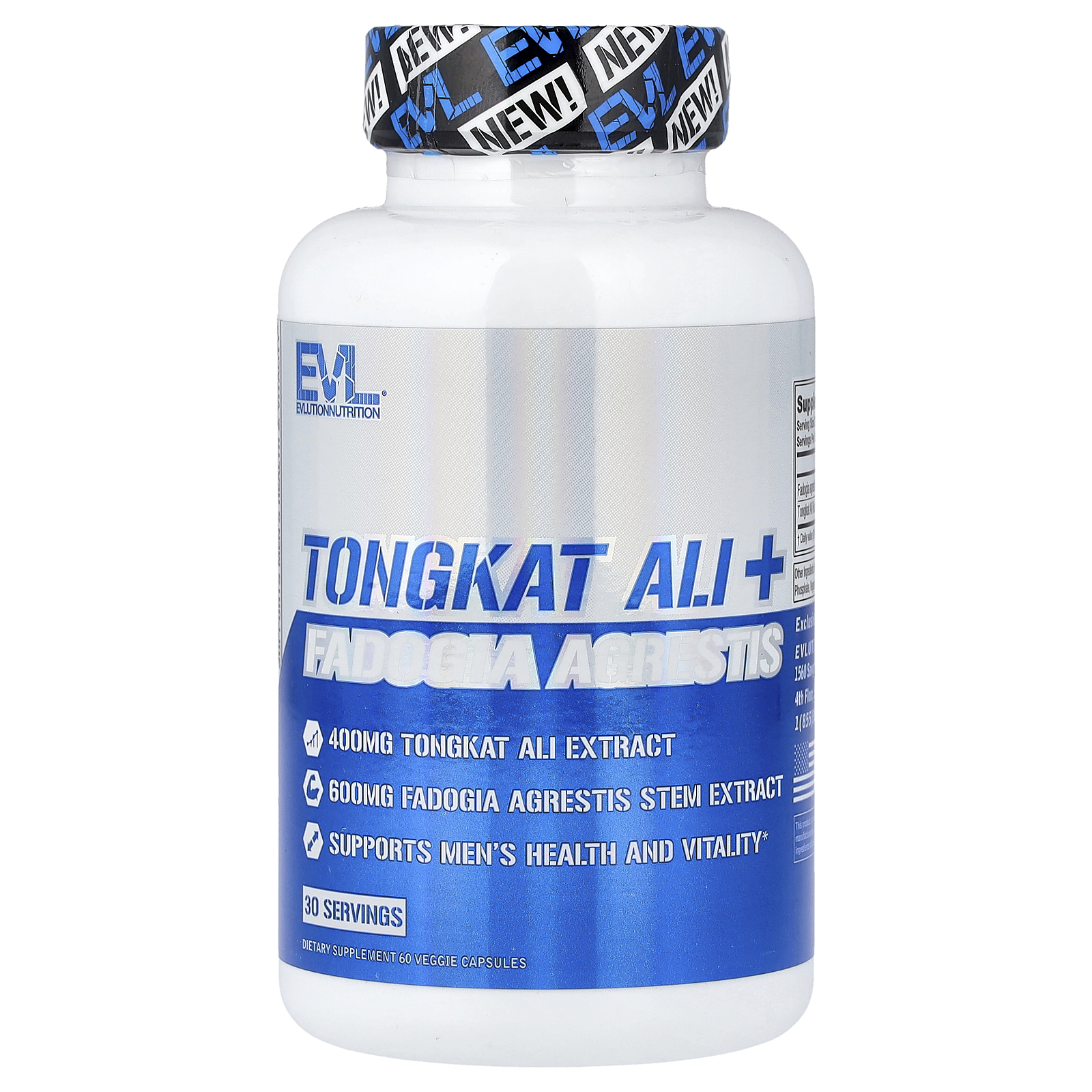 EVLution Nutrition (에볼루션뉴트리션), 통캇알리 + Fadogia Agrestis, 베지 캡슐 60정