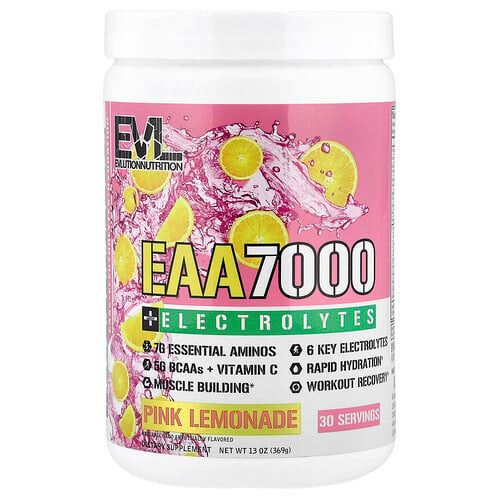 EVLution Nutrition, EAA 7000 + Electrolytes, Pink Lemonade, 13 oz (369 g)