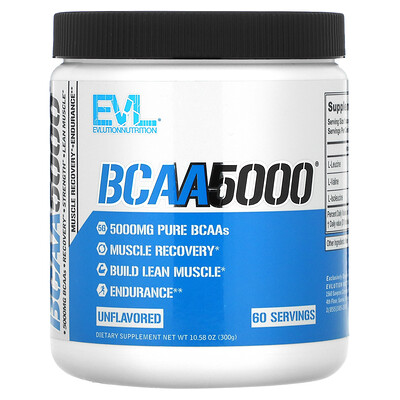 

EVLution Nutrition BCAA5000 Unflavored 10.58 oz (300 g)