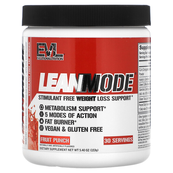 EVLution Nutrition‏, LeanMode, Stimulant Free Weight Loss Support, Fruit Punch, 5.40 oz (153 g)