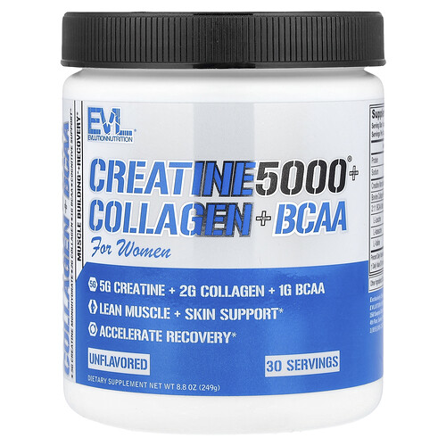 Evlution Nutrition Creatine5000® Plus Collagen + BCAA, For Women, Unflavored, 8.8 oz (249 g)
