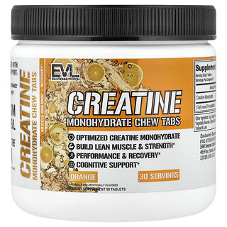 EVLution Nutrition, Creatine Monohydrate Chew Tabs, Jingga, 90 Tablet
