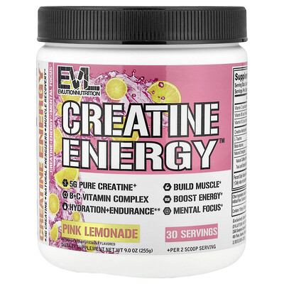 Product Image for EVLution Nutrition, Creatine Energy , Pink Lemonade, 9 oz (225 g)