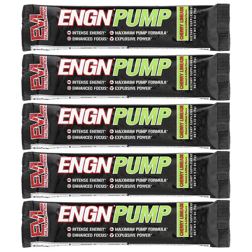 Evlution Nutrition ENGN® Pump, Cherry Limeade, 5 Packets, 0.32 oz (9 g) Each