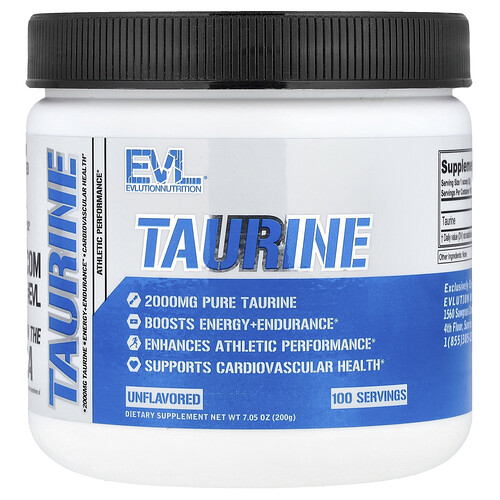 EVLution Nutrition, Taurine, Unflavored, 7.05 oz (200 g)