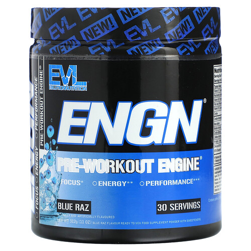 EVLution Nutrition, ENGN, Pre-Workout Engine, Blue Raz, 11 oz. (312 g)