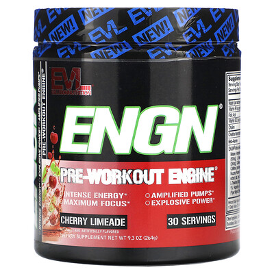 

EVLution Nutrition, ENGN, Pre-Workout Engine, Cherry Limeade, 9.3 oz (264 g)