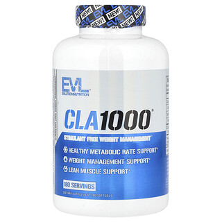 EVLution Nutrition, CLA1000®, řízení hmotnosti bez stimulantů, 180 měkkých kapslí (1 000 mg na měkkou kapsli)