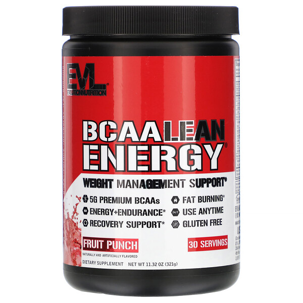 EVLution Nutrition, BCAA Lean Energy, Fruit Punch, 11.32 oz (321 g)