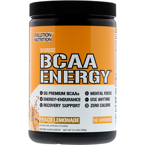 Отзывы о Эвлюшэн Нутришен, BCAA Energy, Peach Lemonade, 11.4 oz (324 g)