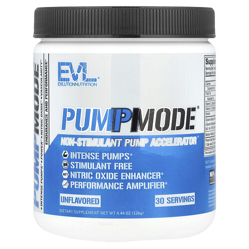 Evlution Nutrition PumpMode®, Non-Stimulant Pump Accelerator, Unflavored, 4.44 oz (126 g)
