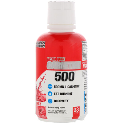 

EVLution Nutrition Ultra Pure CARNITINE500, Berry, 16 fl oz (465 ml)