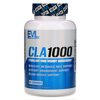 EVLution Nutrition, CLA1000，无兴奋剂体重管理，90 粒软胶囊