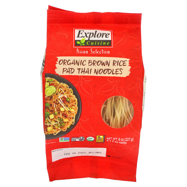 Explore Cuisine‏, Organic Brown Rice Pad Thai Noodles, 8 oz (227 g)