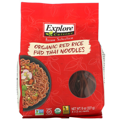 Купить Explore Cuisine Органическая тайская лапша с красным рисом, 227 г (8 унций)
