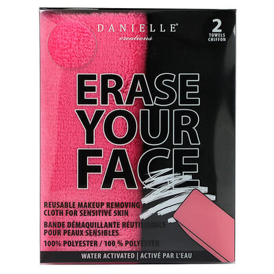 Erase Your Face Многоразовые салфетки для снятия макияжа, розовые и черные, 2 салфетки