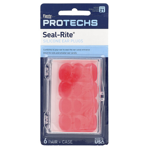 Ezy Dose, Pro-Techs, Seal-Rite®, Silikon-Ohrstöpsel, Pink, 6 Paar & Case