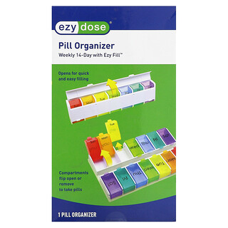 Ezy Dose, Pastillero semanal con organizador de pastillas EzyFill, 14 días, 1 unidad