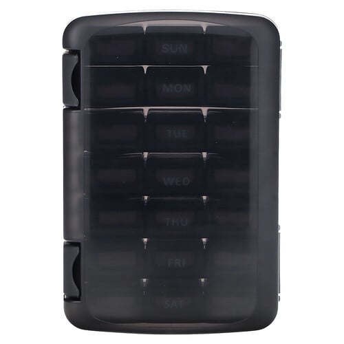 Ezy Dose Weekly 3X/Day Pill Organizer with Case, Black, 1 Count