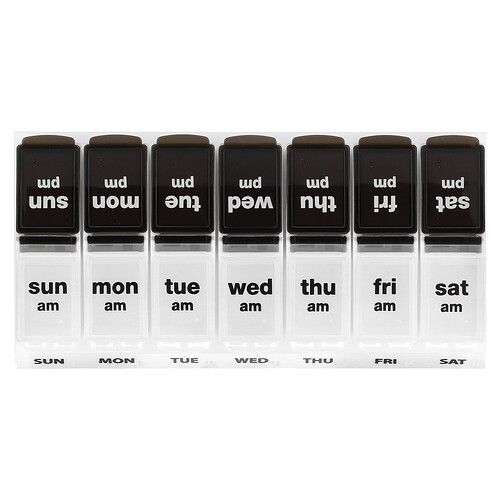 Ezy Dose, Weekly AM/PM Pill Planer, wöchentlicher AM/PM-Pillenplaner, schwarz/natur, 1 Stück