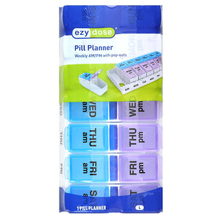Ezy Dose, Planificador de pastillas semanal por la mañana y por la noche, Grande, 1 unidad