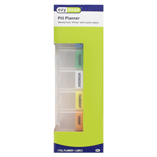 Ezy Dose, Weekly Push 'N Pop Pill Planner with Labels, 2XL, 1 Count
