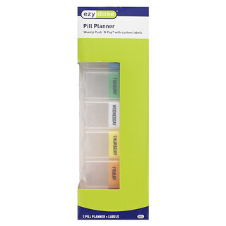 Ezy Dose, Planificador semanal de pastillas Push 'N Pop con etiquetas, 2XL, 1 unidad