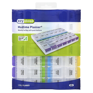 Ezy Dose, Planificateur hebdomadaire 4X/Jour avec boutons-pressoirs, 2XL, 1 pièce