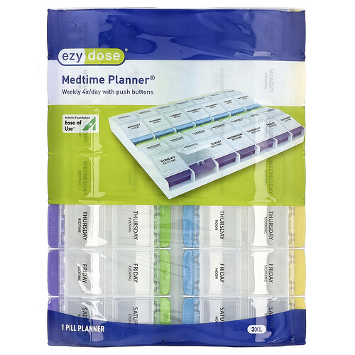 Ezy Dose, Medtime Planner® Weekly 4X/Day with Push Buttons, 3XL, 1 Count