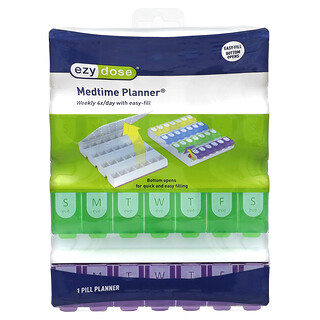 Ezy Dose, 4 planificadores semanales por día con planificador Medtime de fácil llenado, 1 unidad