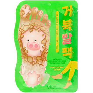 Elizavecca, Witch Piggy, Hell-Pore, Paquete de mascarillas exfoliantes para los pies en forma de calcetines, 1 par, 40 g (1,41 oz)