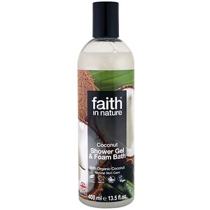 Faith in Nature, Shower Gel & Foam Bath, Coconut, 13.5 fl oz (400 ml)