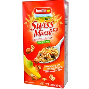 Отзывы о Фамилия, Swiss Muesli, Rolled Whole Grains with Fruit and Nuts, Original Recipe, 12 oz (340 g)