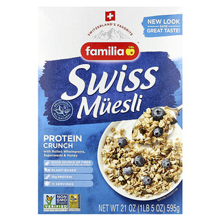 Familia, Muesli suizo, Proteína crujiente con cereales integrales arrollados, Supersemillas y miel, 595 g (21 oz)