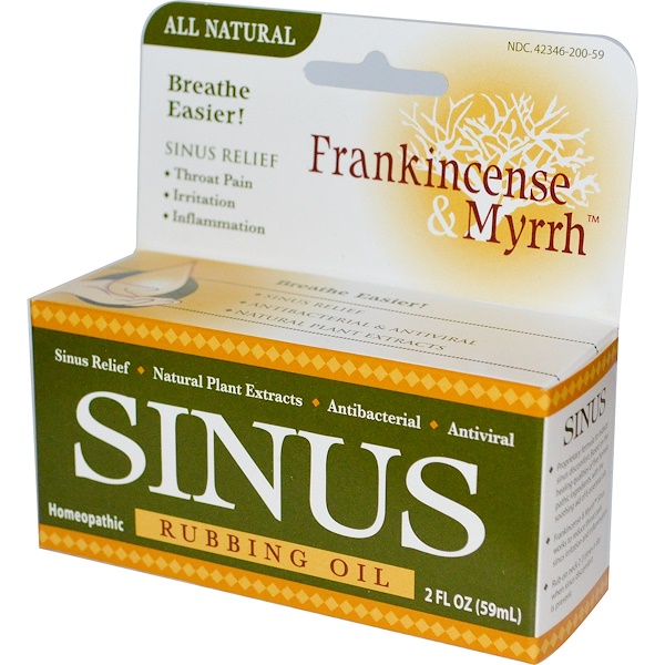 Frankincense & Myrrh, Sinus, Rubbing Oil, 2 fl oz (59 ml) (Discontinued Item) 