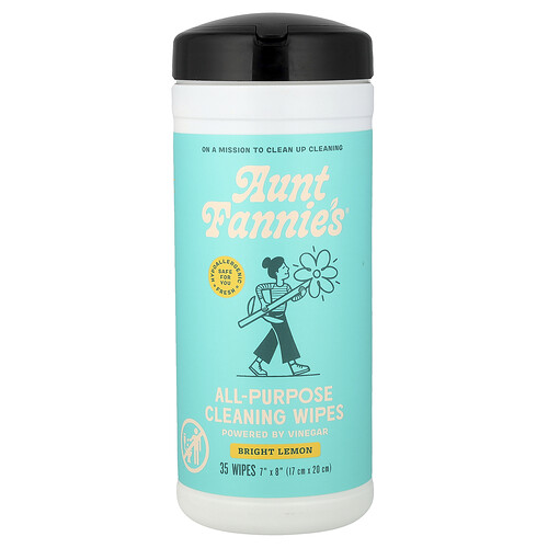 Aunt Fannie's All-Purpose Cleaning Wipes, Bright Lemon, 35 Wipes