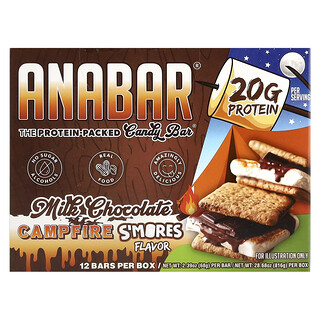 The Anabar, The Protein-Up, Candy Bar, Saveur feu de camp et chocolat au lait, 12 barres, 65 g pièce