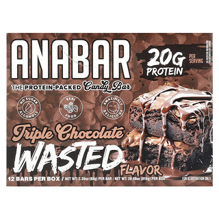 The Anabar, The Protein-Packed Candy Bar®, Triple Chocolate Wasted, 12 Bars, 2.39 oz (68 g) Each