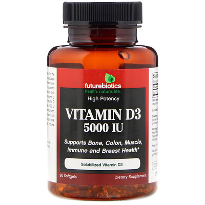 FutureBiotics Vitamin D3, 5,000 IU, 90 Softgels