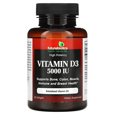 

FutureBiotics, Vitamin D3, 5,000 IU, 90 Softgels