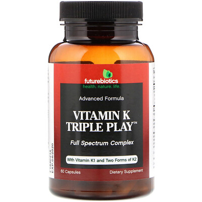 

FutureBiotics Triple Play, витамин К, 60 капсул