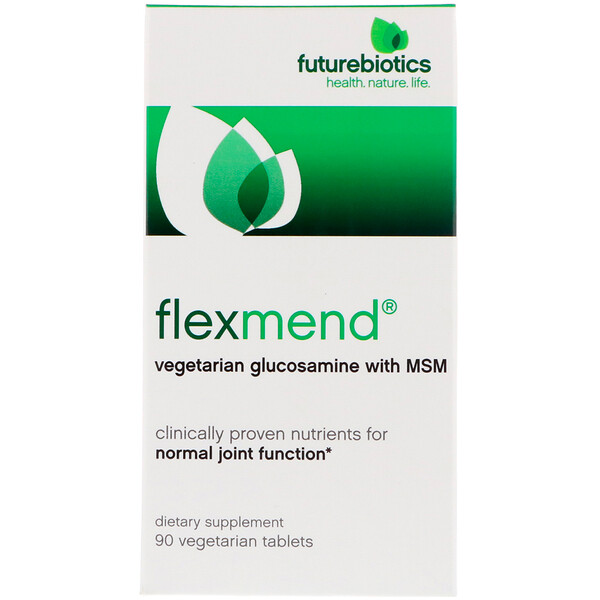 FutureBiotics‏, FlexMend, גלוקוזאמין צמחי עם מתיל-סולפוניל-מתאן (MSM)‏, 90 טבליות צמחיות