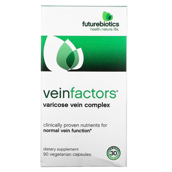 FutureBiotics, VeinFactors 静脉蛛网纹缓解复合素食胶囊，90 粒装