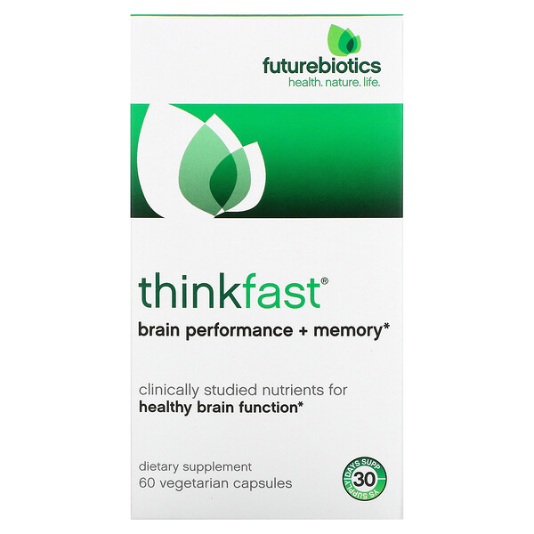 Futurebiotics‏, ThinkFast, תפקוד המוח + זיכרון, 60 כמוסות צמחוניות