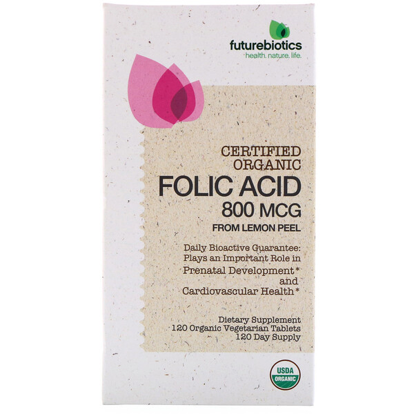 FutureBiotics‏, Folic Acid From Lemon Peel, 800 mcg, 120 Organic Vegetarian Tablets