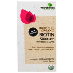 FutureBiotics, Органический Биотин, 5000 мг, 60 Органических Растительных капсул