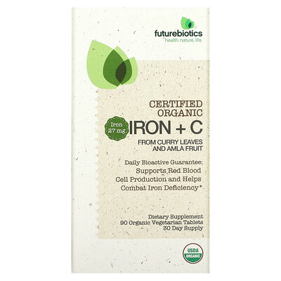 

FutureBiotics Certified Organic Iron + C 90 Organic Vegetarian Tablets