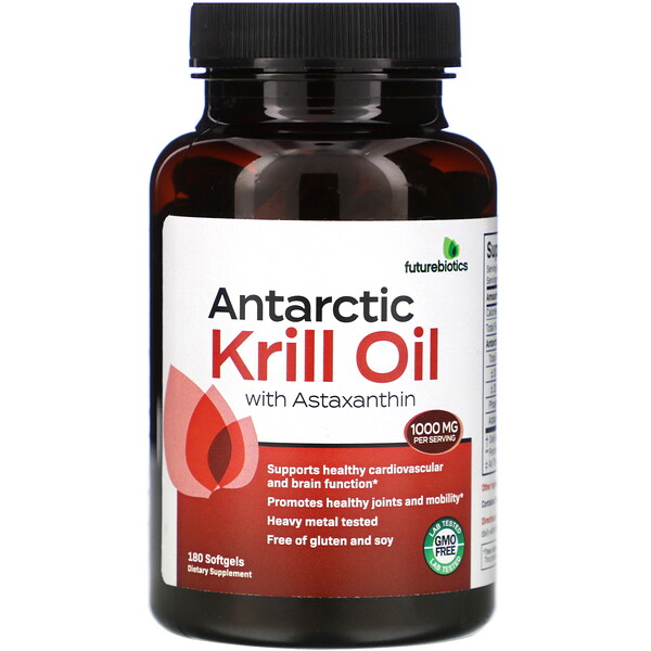 FutureBiotics‏, Antarctic Krill Oil with Astaxanthin, 1,000 mg, 180 Softgels