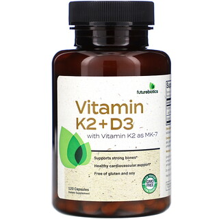 FutureBiotics, Vitamina K2 + D3 com Vitamina K2 como MK-7, 120 Cápsulas